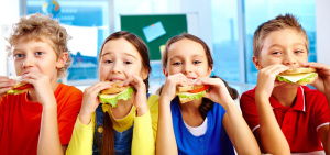 Kids eating Sandwich